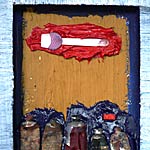 ›Delikatesse‹, 2002/08 , Öl, Plastik auf Leinwand, bemalter Holzrahmen, 28,7x21cm, 600€