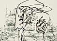 ›Zeichnung 4‹, 2004, Tusche, diverse Stifte auf Papier, 30x42cm, 180€
